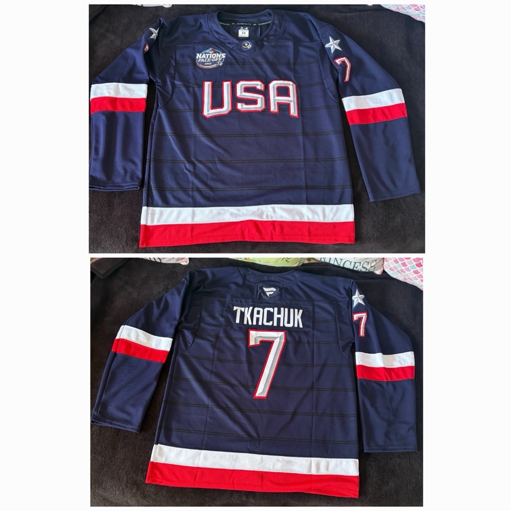 USA Fanatics Authentic Pro Brady Tkachuk 7 2025 4 Nations Face Off jersey XXL 56